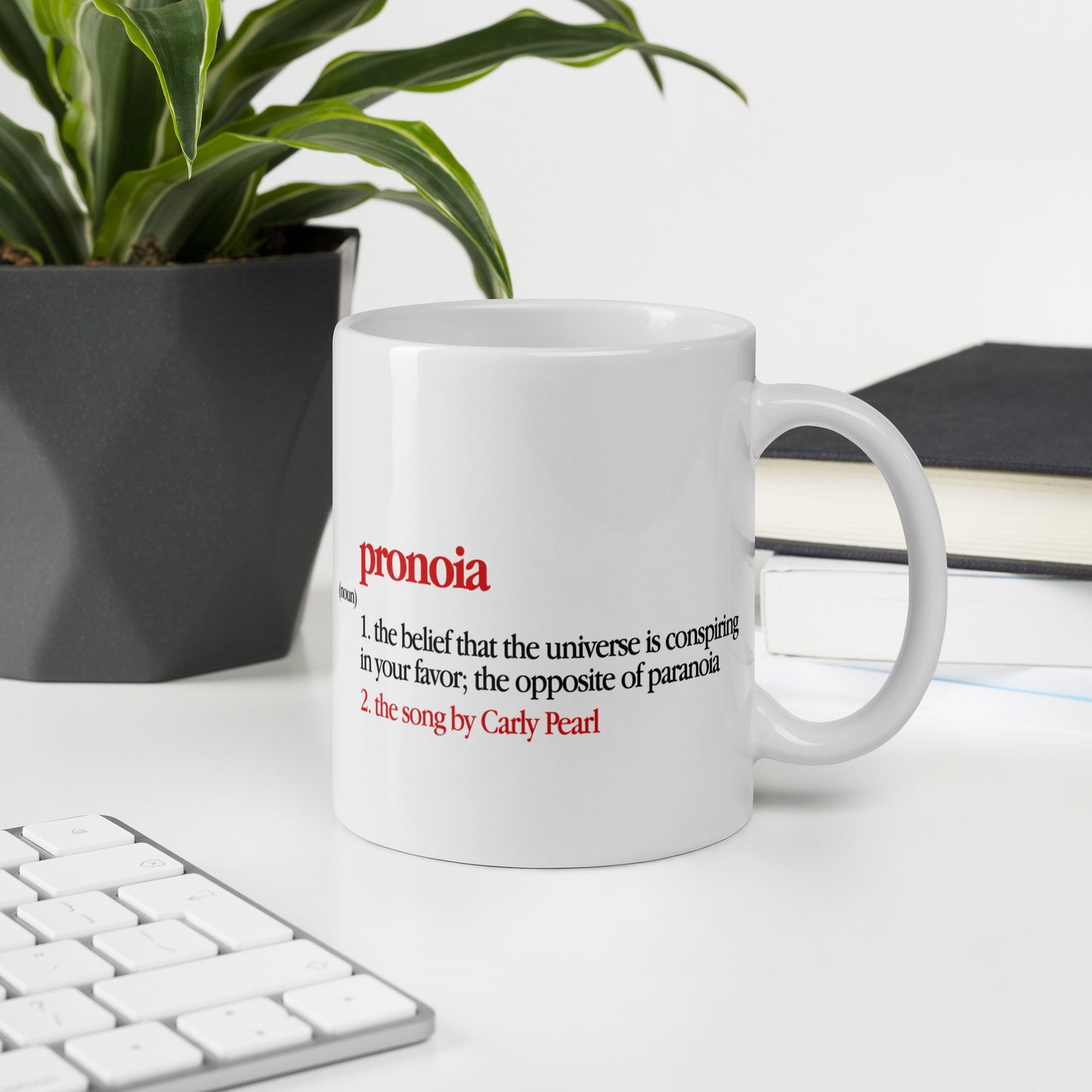 White "Pronoia Definition" glossy mug